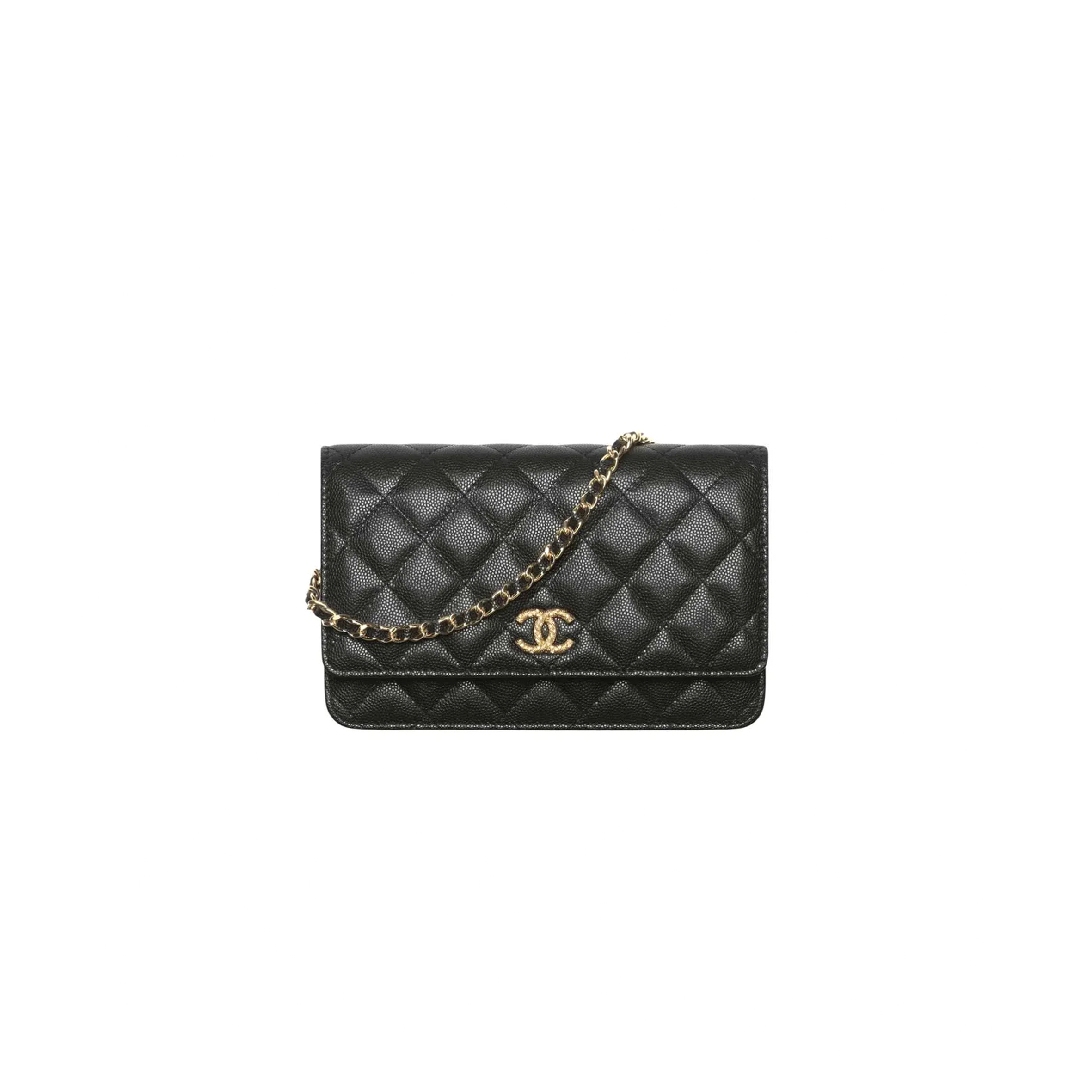 CHANEL WALLET ON CHAIN IN SHINY GRAINED CALFSKIN STRASS AND GOLD TONE METAL (19*12*3cm) 